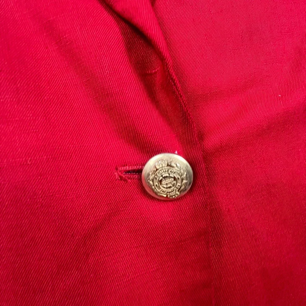 Jones New York Blazer Women 12P Red Gold Crest Button VTG Professional Office